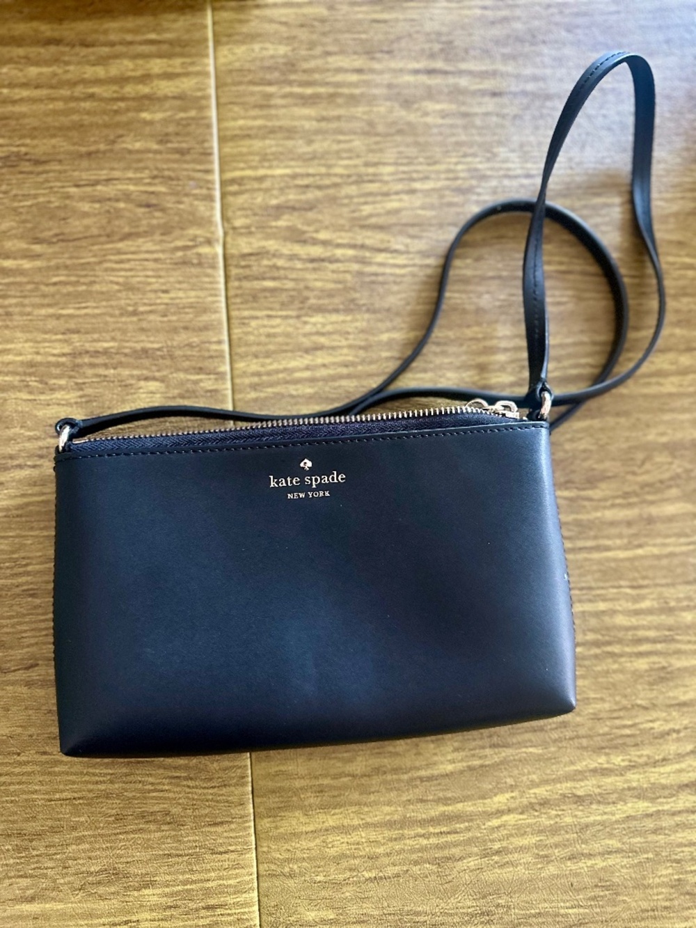 Kate Spade Black  Zip Top Crossbody Bag Gold Hardware